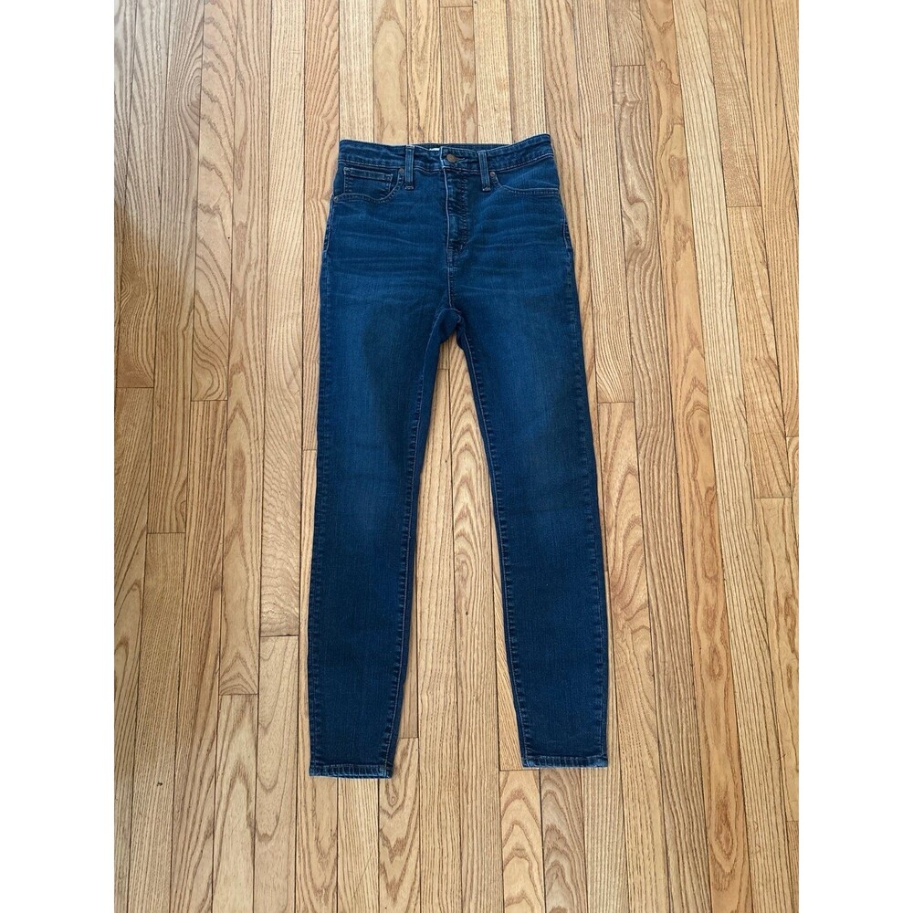 Jeans dark wash blue skinny curvy high rise casual professional non distressed
